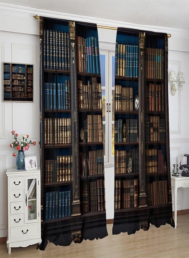 AAVEUP Antique Bookshelf Blackout Curtains for Bedroom,Old Library Black Bookcases Study Knowledge Books Bookcases Window Drapes Print for Kids Boys Girls Living Room Study School 42x63in - Image 4